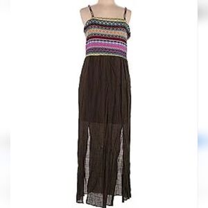 Cato Crochet Top Maxi Dress Brown Pink & Orange Large